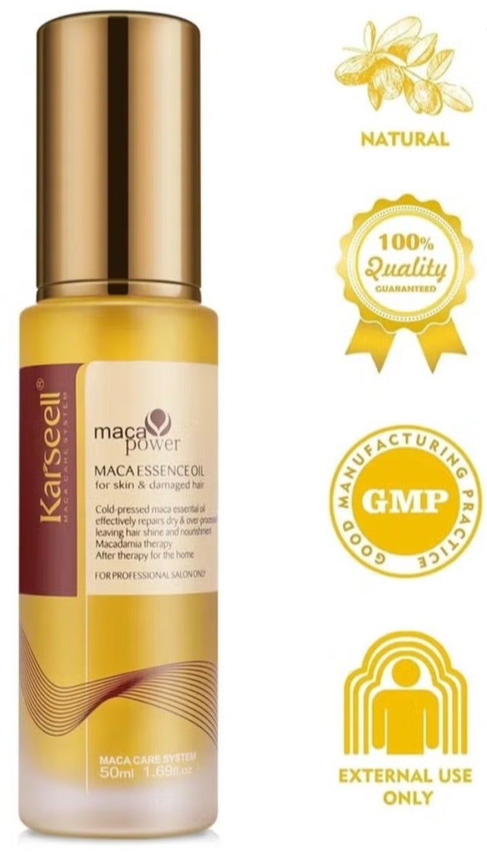 Karseell Maca Essence Oil Argan Oil Hair Serum – Cold Pressed, Weightless & Non-Greasy, Repairs Dry & Damaged Hair, Frizz Control & Shine, 50ml - Image 3